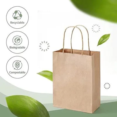Produktbild von Famanu Papiertüten Kraft - 30 Stück mit Griffen