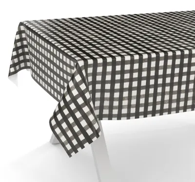 Produktbild von ANRO Wachstuch-Tischdecke 200x140cm Schnittkante Karo Schwarz