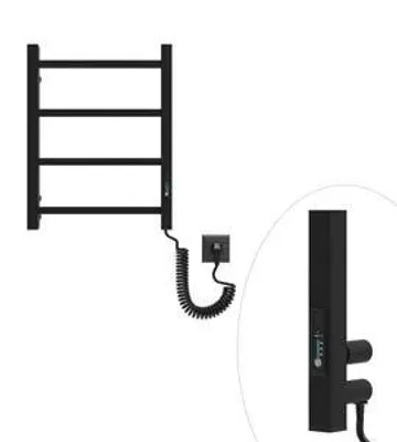 Immagine prodotto di ELNA Termosifone elettrico da bagno scaldasalviette nero 45 W, 510 x 400 mm, con termostato, IP44, montaggio a parete, MINI piccolo compatto radiatore