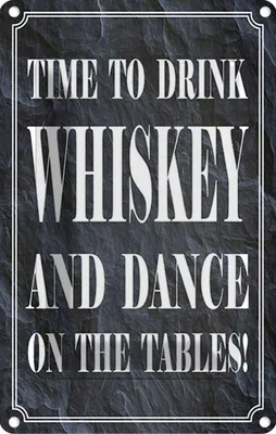 Produktbild von vianmo Blechschild 18x12 cm timedrink whiskey and dance Essen Trinken