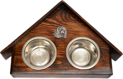 Immagine prodotto di Cavalier King Charles Spaniel - Supporto in legno con ciotole per cani, ciotole decorative per cani, regalo per l'adozione di un cane del marchio Art-Dog