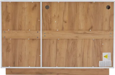 Produktbild von MODFU Hochglanz Kommode Sideboard mit 3 Türen, Schrank Buffet mit Glas, Flurschrank für Wohnzimmer, Schlafzimmer Weiß