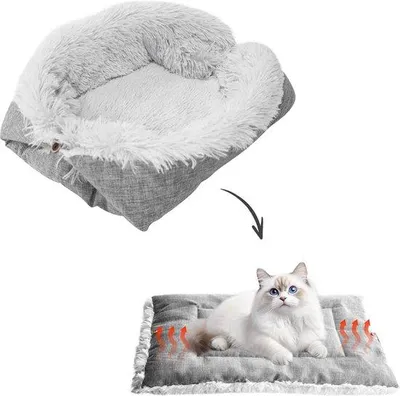 Produktbild von Famanu Katzenbett 2-in-1 – Waschbar, Plüsch, 61 x 51 cm