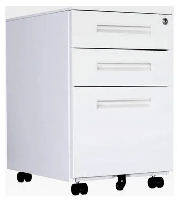 Produktbild von Aktenschränke und Büro-Rollcontainer mit 3 Schubladen und Anti-Umkippen-Mechanismus für A4, mobil und abschließbar; 39cm B x 50cm L x 60cm H