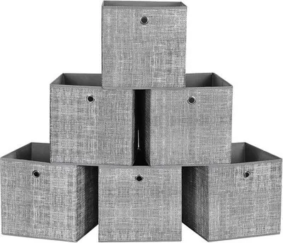 Produktbild von Famanu Aufbewahrungsboxen, 6 Stück, faltbar, aus Vliesstoff, 30 x 30 x 30 cm, grau meliert