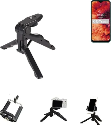 Produktbild von K-S-Trade Stativ Tisch-Ständer Dreibein Handy-Stativ Ständer kompatibel mit Ulefone Note 8P Mini-Stativ Smartphone Tripod Handy-Stativ aus Plastik