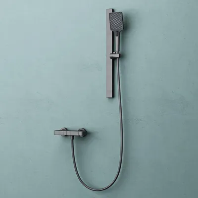 Image de doporro Système de Douche avec Douchettes Douche à Main Pommeau de Douche Gris Mitigeur Salle de Bain avec Barre à Réglage de 60 cm Arvexa-02