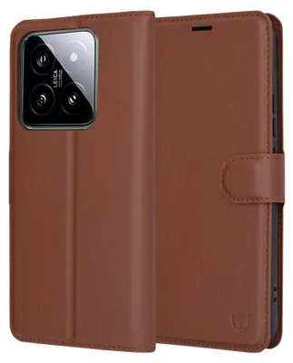 Obrázek produktu pro Techsuit Leather Folio Book Wallet Flip Cover pro Xiaomi 14 - Brown
