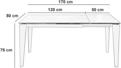 Produktbild von Ausziehbarer Tisch von 120 cm bis 170 cm, moderne Keramikplatte auf anthrazitfarbenem Marmor aus gehärtetem Glas