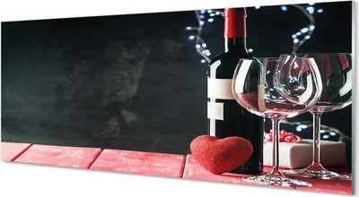 Produktbild von Glasbilder 125x50 Wandkunst Herz aus Glas Weingläsern