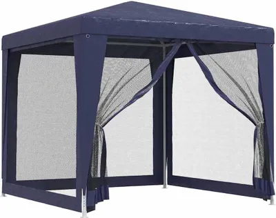 Obrázok produktu pre vidaXL Párty stan so 4 sieťovanými bočnými stenami modrý 2,5x2,5 m HDPE