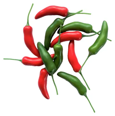 Produktbild von Künstliche CHILISCHOTEN 6cm. 12 Stück. ROT/GRÜN MIX