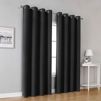 Produktbild von 2 Stück Verdunkelungsvorhänge Thermogardinen Vorhang Verdunkelung Verdunklungsvorhang Schwarz 140x240cm