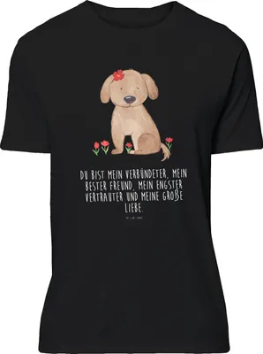 Produktbild von Mr. & Mrs. Panda S T-Shirt Hund Dame - Schwarz - Geschenk, Liebe, oberteil, Hundeglück, mit Spruch, Sprüche, Tshirt, V-Shirt, Lieb, Hunde, Liebenswert