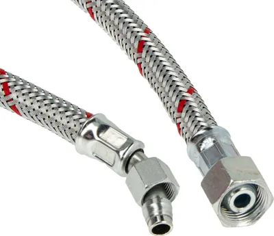 Produktbild von tecuro Universal - Ölschlauch mit SR 8 LLR (45° Rohrbogen) x 3/8 Zoll Überwurfmutter x 1250 mm - konisch dichtend