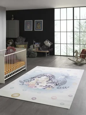 Produktbild von Kinderteppich Meerjungfrau creme blau Größe - 120 x 170 cm