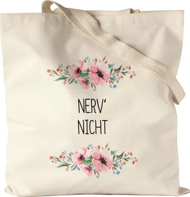 Produktbild von Nerv mich nicht Jutebeutel Stoffbeutel Canvas lustig sarkastisch humorvoll Beutel mit Blumen Motiv Geschenk