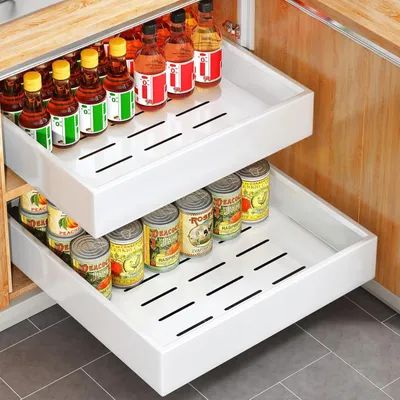Obrázok produktu pre Organizér do skrinky výsuvný, pre kuchynská skrinka, 35 cm šírka a 43 cm hĺbka a 9 cm výška, biela, bez