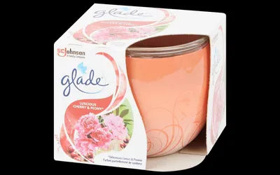 Produktbild von Glade Duftkerze im Glas mit Dekorfolie