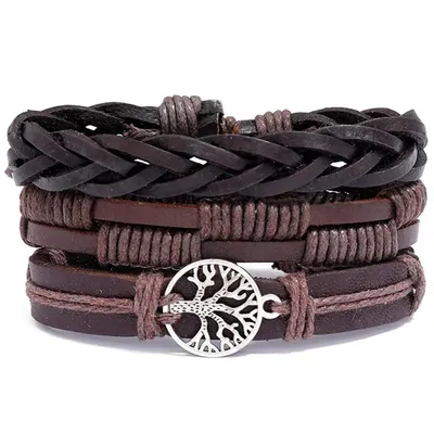 Image de Bracelet Marron Silver Tree of Life pour Hommes KP33251
