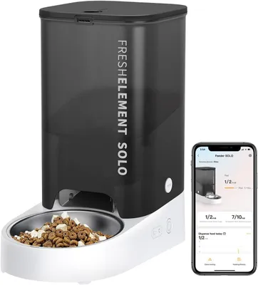 Immagine prodotto di Distributore automatico di cibo per animali domestici - Dispenser automatico con Wi-Fi - Controllo tramite app - Programmazione per 1-10 pasti - Capacità 3 litri - Grigio chiaro