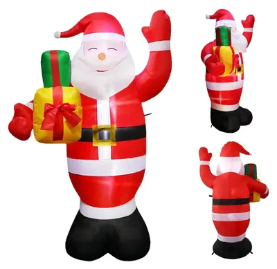 Produktbild von 150 cm aufblasbarer Weihnachtsmann - Outdoor-Weihnachtsdekoration - LED-Beleuchtung - große Weihnachtsmannfigur - rot