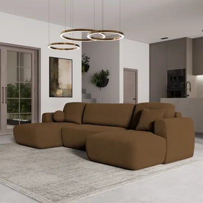 Produktbild von Masseno Ecksofa SENTUM N mit Schlaffunktion U-Form, Sofa mit Bettkasten, Wohnzimmersofa, Couch, Soffa, Bettsofa, Couchgarnitur- Braun, NOW OR NEVER 56