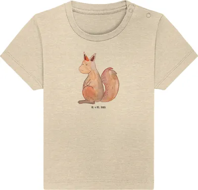 Produktbild von Mr. & Mrs. Panda  T-Shirt Einhorn Glauben 24. - 36. Monat - Natural Raw - Geschenk, Babyshirt, Baby Shirt, Einhörner, Eichhorn, Öko, Kinder Oberteil, Einhörnchen