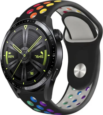 Produktbild von Strap-it Huawei Watch GT 3 46mm Sportarmband (Schwarz bunt)