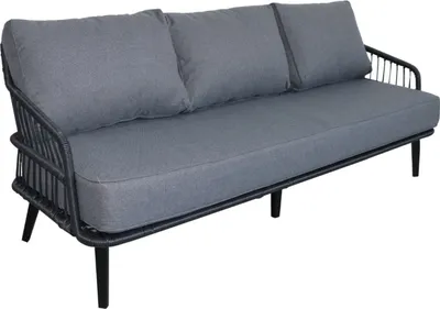 Produktbild von ISABEL Rope 3-Sitzer Lounge-Sofa in Schwarz mit Aluminium Bein
