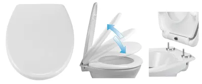 Produktbild von Gravidus WC-Sitz, Duroplast, Absenkautomatik, Schnellverschluss, abnehmbar, passend für alle handelsüblichen Toiletten. Maße Deckel: ca. 41,5x37cm (LxB), Sitz: ca. 41,5x37x4,5cm (LxBxH)