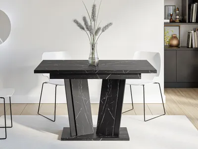 Immagine prodotto di Tavolo da cucina allungabile 120x80 cm FERDEK 2 - marmo nero / nero lucido