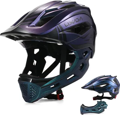 Produktbild von LIXADA kask rowerowy dziecięcy kask rowerowy chłopięcy dziewczęcy kask sportowy zdejmowany kask pełnotwarzowy głęboki fiolet do rowerów deskorolek wrotek