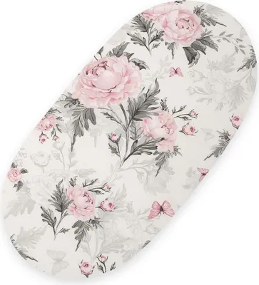 Image de Drap de coton pour panier de Moïse, gondole boho, 75x35 cm - Pivoines romantiques