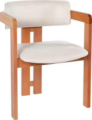 Immagine prodotto di Designer Sedia da pranzo bianca con struttura in legno e braccioli in tessuto