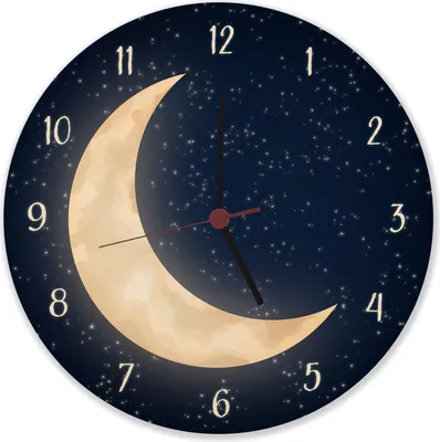 Produktbild von Nachthimmel mit Halbmond Wanduhr aus Alu