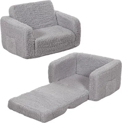 Produktbild von Famanu Kinderzitzakstuhl - faltbare 2-in-1 Kindercouch - grau