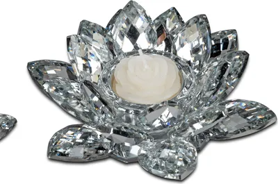 Produktbild von Teelichthalter, Leuchter ROSENBLÜTE BRILLIANT D. 14cm silber Glas Formano
