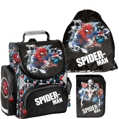 Produktbild von Schulranzen 3-tlg. Set für Mädchen & Jungen SPIDERMAN – Paso Ranzen, Mäppchen, Tasche