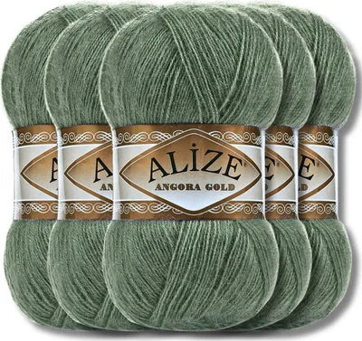 Produktbild von Alize 5x 100g Angora Gold Wolle, Uni, Häkeln, Stricken (Dark Almond | 180)