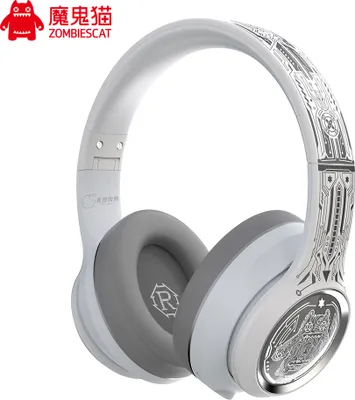 Image de ZOMBIESCAT Casque sans fil BT5.1, design ergonomique, faible latence, réduction du bruit, effets lumineux cool, blanc
