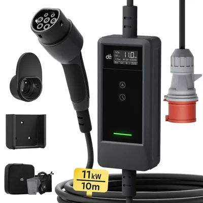 Obrázok produktu pre Prenosný nabíjací kábel pre elektromobily - Nabíjací kábel pre elektromobily - Nabíjací kábel - Kábel typu 2 - 10 metrov - 11 kW, trojfázový