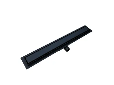 Produktbild von VILSTEIN Duschrinne Schwarz, Siphon mit Geruchsstop und Haarsieb, Randablauf, Edelstahl Ablaufrinne, Bodenablauf, Duschablauf sehr flach, Komplettset mit Bodenbefestigung, 60cm