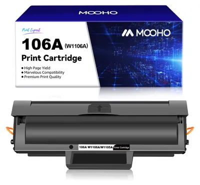 A product shot of a printer toner cartridge and its packaging.