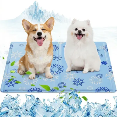 Produktbild von Kühlmatte Hund 50x65cm Selbstkühlend Ungiftiges Gel Wasserdicht Schneemotiv