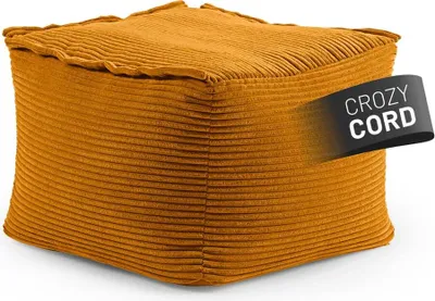Produktbild von LUMALAND Modularer Sitzsack-Hocker aus der Cord-Reihe, 54x54x40 cm - Bezug soft & waschbar - Senfgelb
