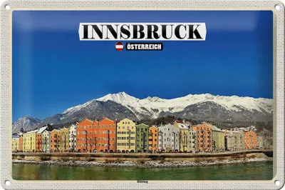 Produktbild von Blechschild Reise Innsbruck Österreich Hötting Berge 30x20cm