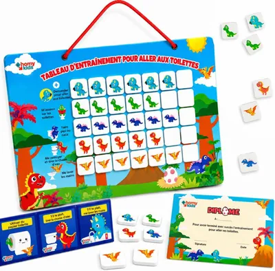 Productafbeelding van Beloningsbord voor het leren van potjes in het Frans - Trainingsbord voor kinderen met magnetische leerstickers - Dagelijkse routines voor kinderen