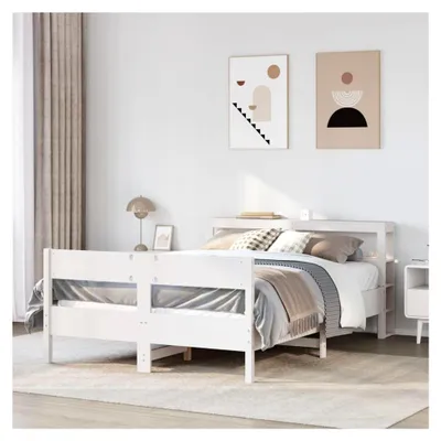 Produktbild von Bettgestell ohne Matratze Weiß 140x190 cm Massivholz Kiefer