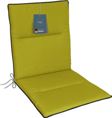 Produktbild von LILENO HOME Gartenstuhl Auflagen als [1er Set - Niedriglehner] in Limette + Keder Grau - bequeme Liegen als Sitzauflagen für Gartenmöbel - Stuhlkissen für Gartenstühle und Klappstühle